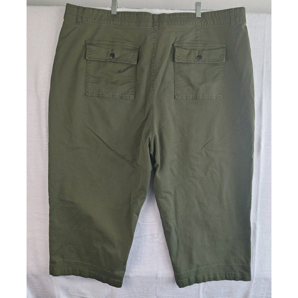 Terra & Sky Womens Utility Cargo Bermuda Shorts 24W Olive Green Plus Casual - Picture 3 of 10
